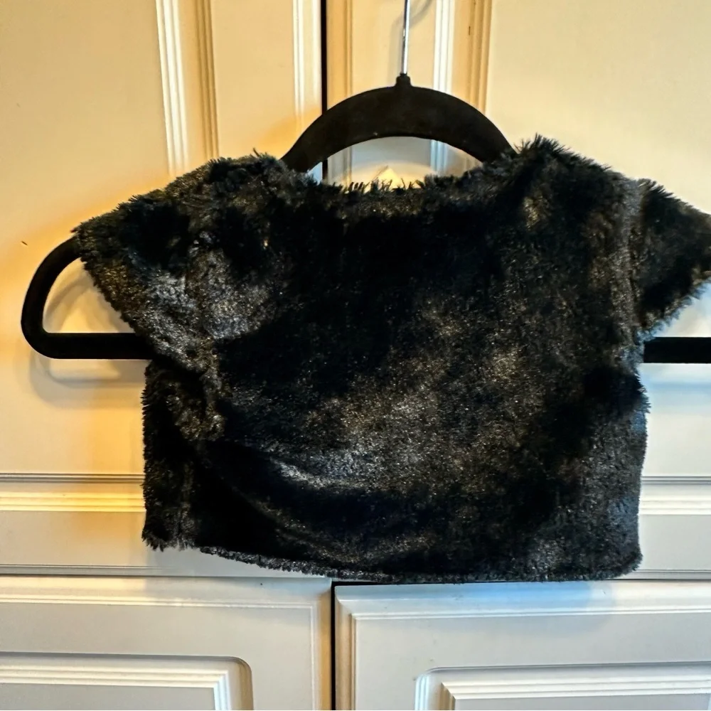 Disney Black Faux Fur Bolero with Polka Dot Minnie Lining